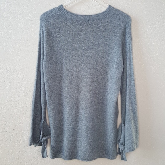 Halogen Gray Tie Bell Sleeve Hi-Lo Sweater XS - Picture 5 of 8